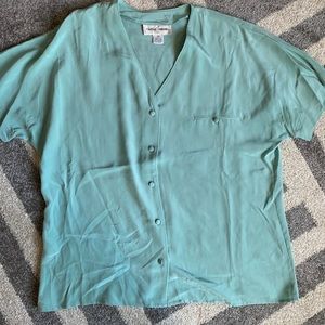 Teal Silk Blouse
